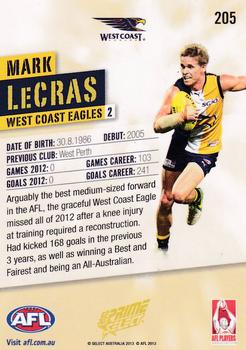 2013 Select Prime AFL #205 Mark LeCras Back